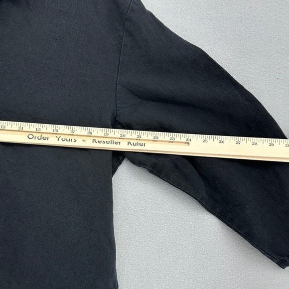 VTG Bagatelle Black 100% Linen Button Down Shirt Long Sleeve SZ XL Loose Baggy - Picture 7 of 7
